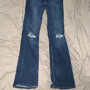 Dark Blue Hollister Ripped Boot Cut Jeans